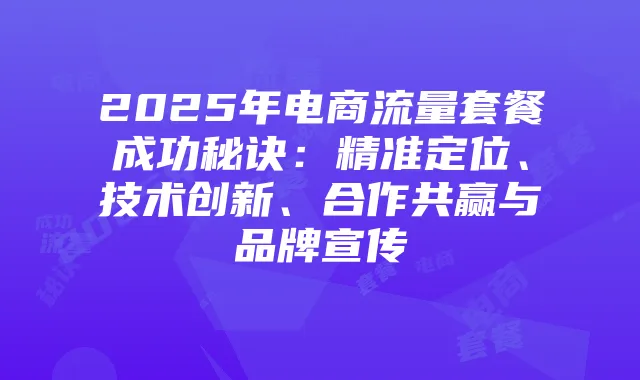 2025年电商流量套餐成功秘诀：精准定位、技术创新、合作共赢与品牌宣传
