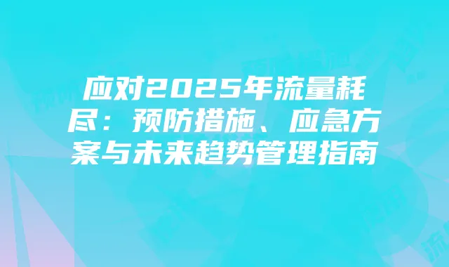 应对2025年流量耗尽：预防措施、应急方案与未来趋势管理指南