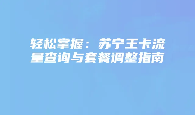 轻松掌握:苏宁王卡流量查询与套餐调整指南