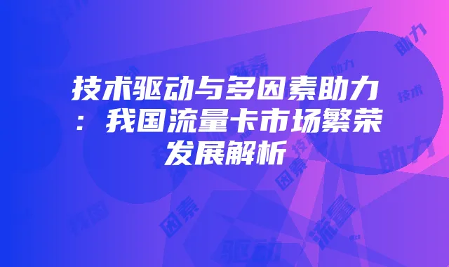 技术驱动与多因素助力：我国流量卡市场繁荣发展解析