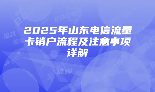 2025年山东电信流量卡销户流程及注意事项详解