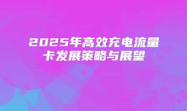 2025年高效充电流量卡发展策略与展望