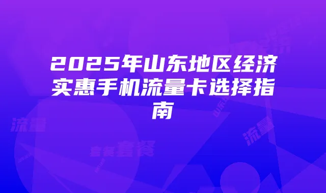 2025年山东地区经济实惠手机流量卡选择指南
