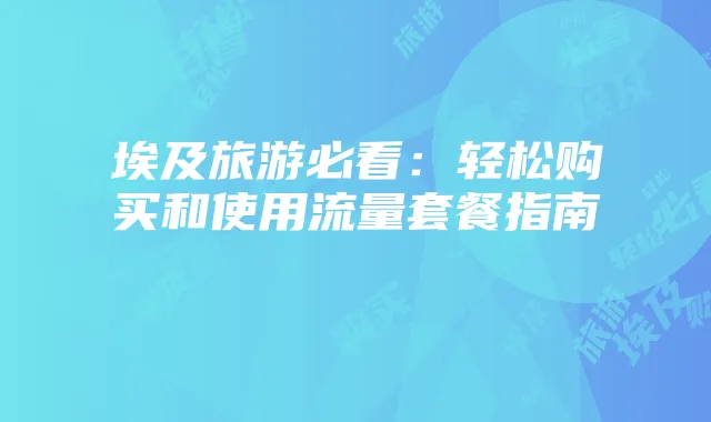 埃及旅游必看:轻松购买和使用流量套餐指南