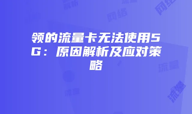 领的流量卡无法使用5G：原因解析及应对策略
