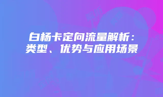 白杨卡定向流量解析:类型、优势与应用场景