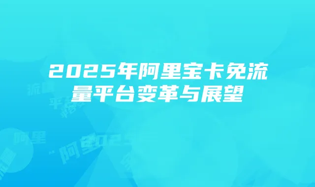 2025年阿里宝卡免流量平台变革与展望