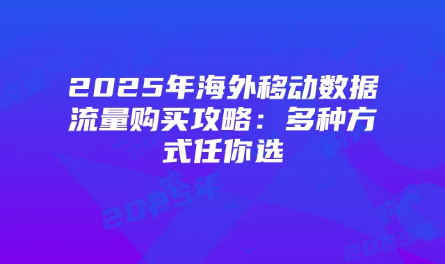 2025年海外移动数据流量购买攻略：多种方式任你选