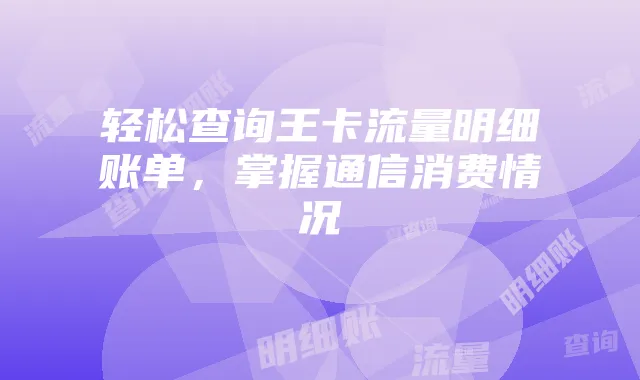 轻松查询王卡流量明细账单,掌握通信消费情况