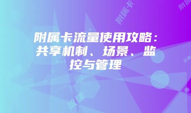 附属卡流量使用攻略：共享机制、场景、监控与管理