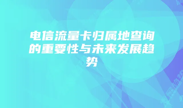 电信流量卡归属地查询的重要性与未来发展趋势