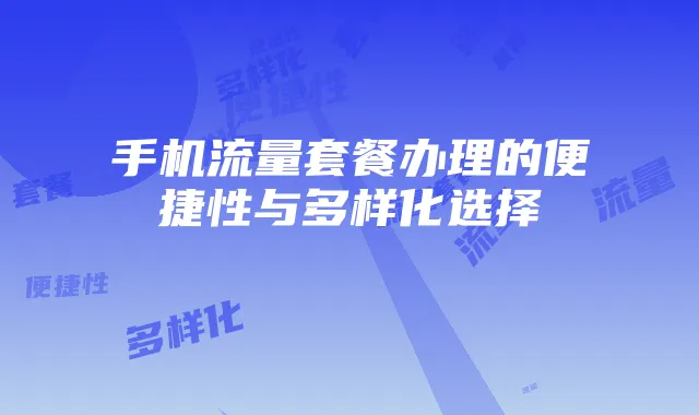 手机流量套餐办理的便捷性与多样化选择