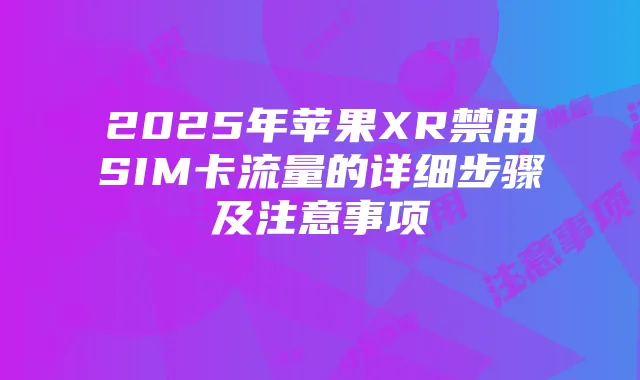 2025年苹果XR禁用SIM卡流量的详细步骤及注意事项