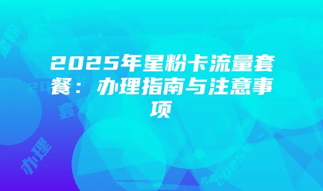2025年星粉卡流量套餐：办理指南与注意事项