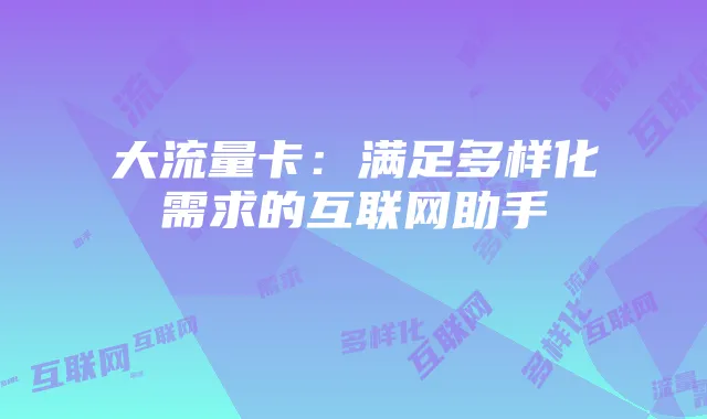 大流量卡:满足多样化需求的互联网助手