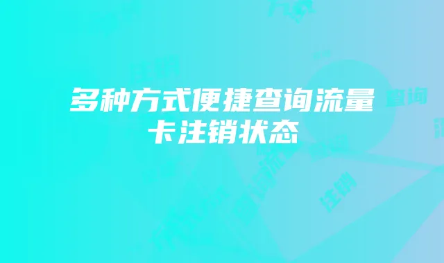 多种方式便捷查询流量卡注销状态