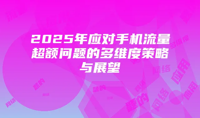 2025年应对手机流量超额问题的多维度策略与展望
