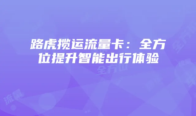 路虎揽运流量卡:全方位提升智能出行体验