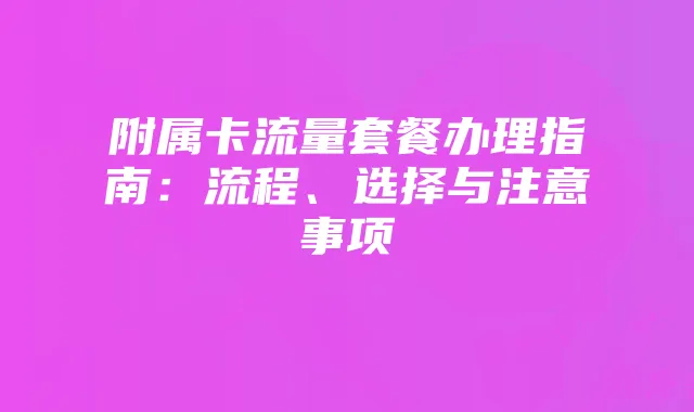 附属卡流量套餐办理指南：流程、选择与注意事项