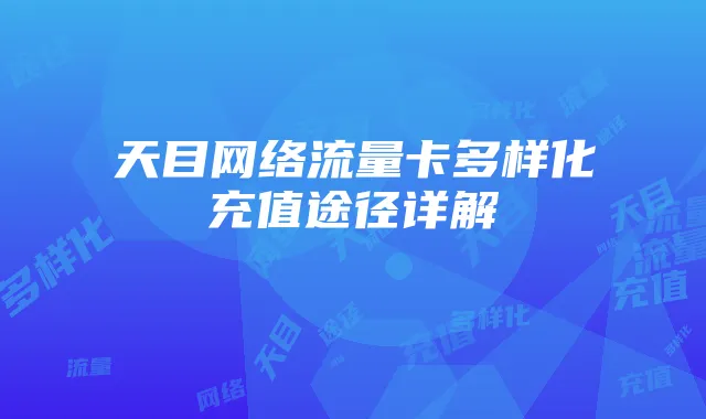 天目网络流量卡多样化充值途径详解