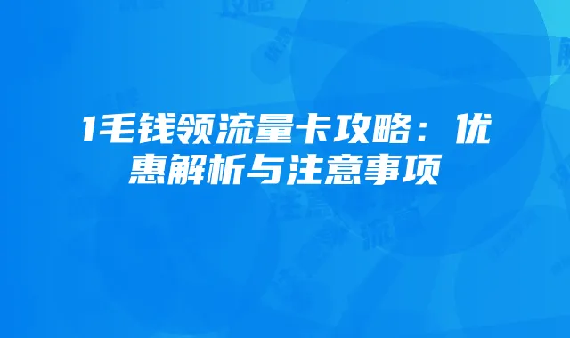 1毛钱领流量卡攻略：优惠解析与注意事项