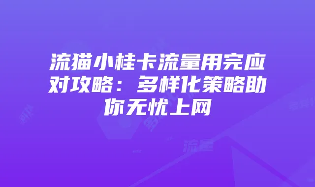 流猫小桂卡流量用完应对攻略：多样化策略助你无忧上网