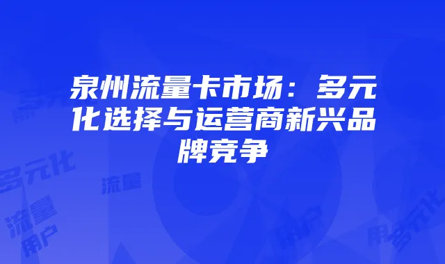泉州流量卡市场：多元化选择与运营商新兴品牌竞争