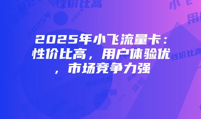 2025年小飞流量卡：性价比高，用户体验优，市场竞争力强