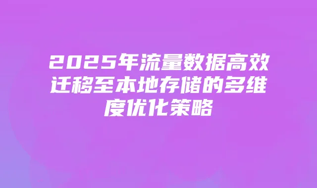 2025年流量数据高效迁移至本地存储的多维度优化策略