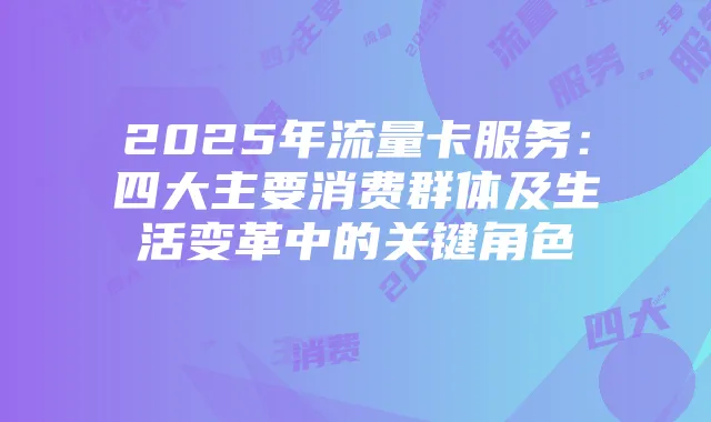 2025年流量卡服务:四大主要消费群体及生活变革中的关键角色