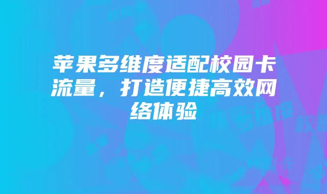 苹果多维度适配校园卡流量,打造便捷高效网络体验