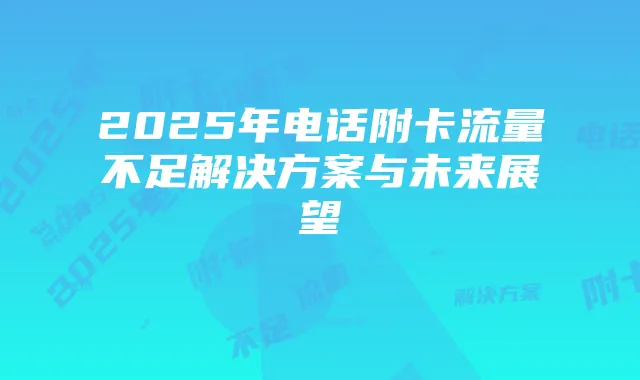 2025年电话附卡流量不足解决方案与未来展望