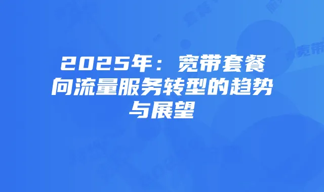 2025年:宽带套餐向流量服务转型的趋势与展望