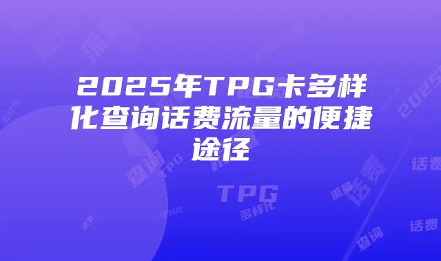 2025年TPG卡多样化查询话费流量的便捷途径