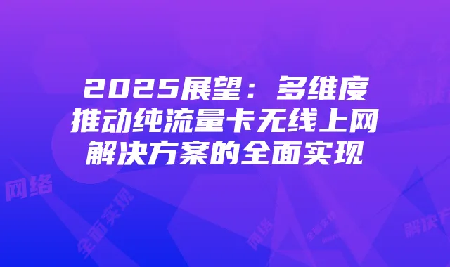 2025展望：多维度推动纯流量卡无线上网解决方案的全面实现