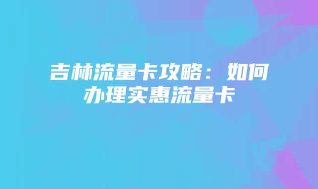 吉林流量卡攻略:如何办理实惠流量卡