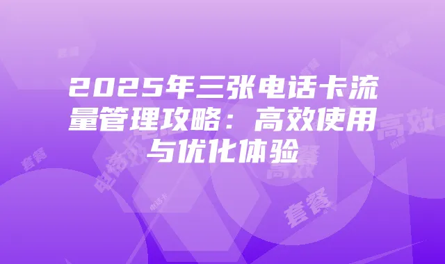 2025年三张电话卡流量管理攻略:高效使用与优化体验