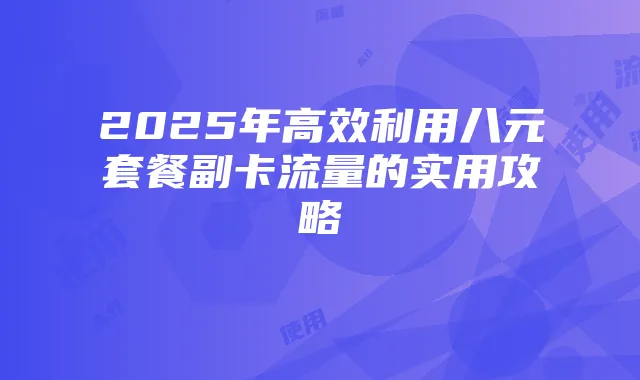 2025年高效利用八元套餐副卡流量的实用攻略