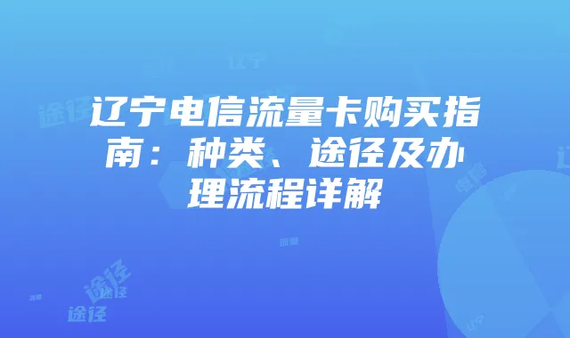 辽宁电信流量卡购买指南:种类、途径及办理流程详解