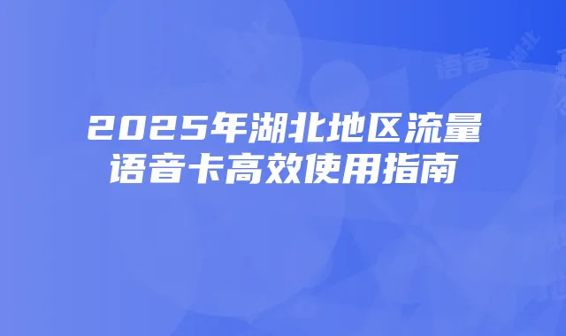 2025年湖北地区流量语音卡高效使用指南