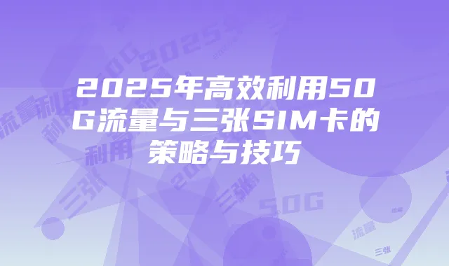 2025年高效利用50G流量与三张SIM卡的策略与技巧