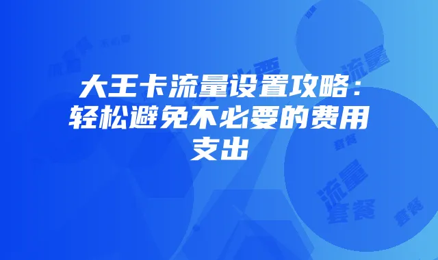 大王卡流量设置攻略:轻松避免不必要的费用支出