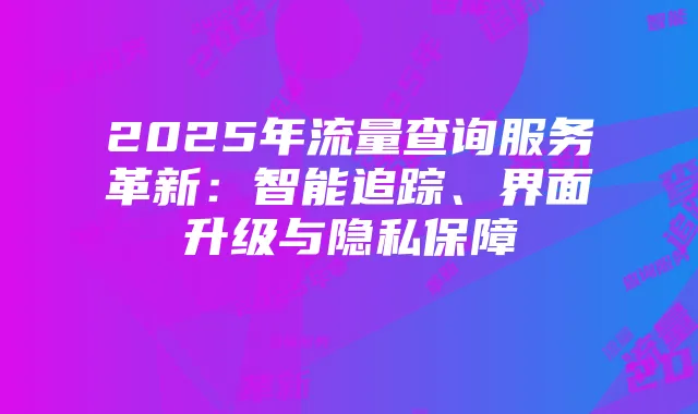 2025年流量查询服务革新:智能追踪、界面升级与隐私保障