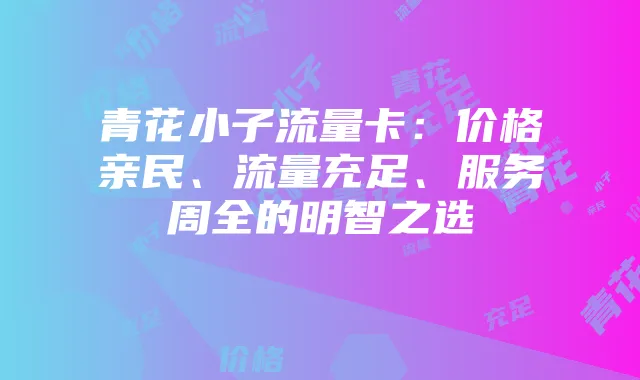 青花小子流量卡:价格亲民、流量充足、服务周全的明智之选
