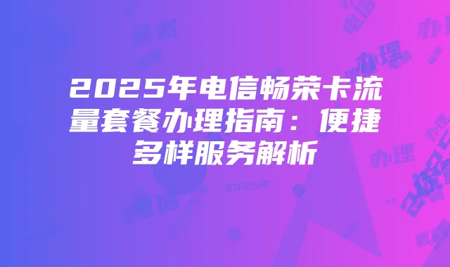2025年电信畅荣卡流量套餐办理指南：便捷多样服务解析