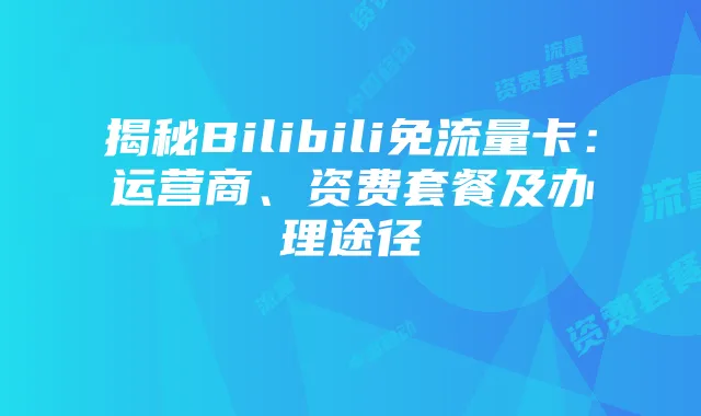 揭秘Bilibili免流量卡：运营商、资费套餐及办理途径