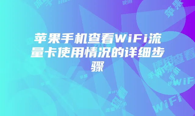 苹果手机查看WiFi流量卡使用情况的详细步骤