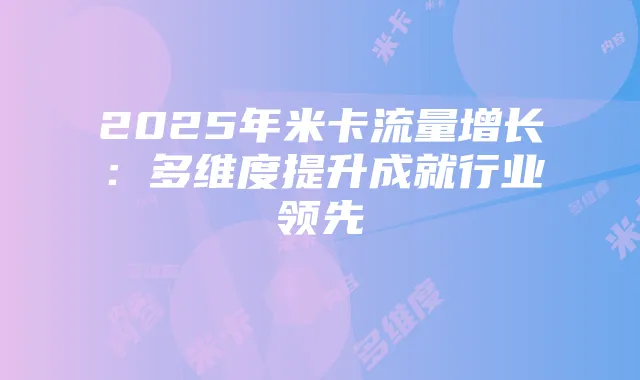 2025年米卡流量增长:多维度提升成就行业领先
