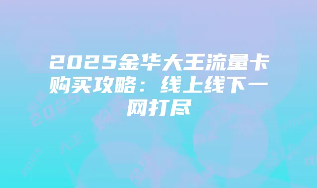 2025金华大王流量卡购买攻略：线上线下一网打尽