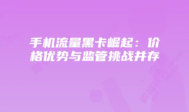 手机流量黑卡崛起：价格优势与监管挑战并存